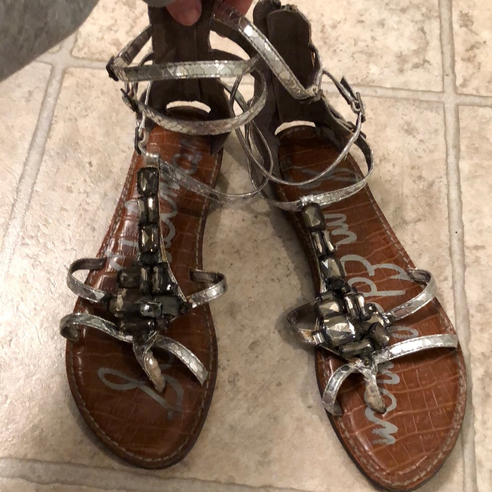 Sam Edelman silver gladiators with gems